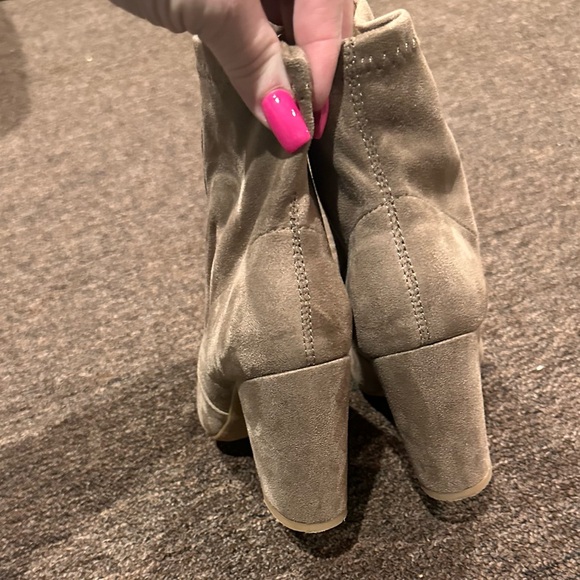 EUC Women's Sz 7 brown faux suede chunky heel boots shoes casual - Picture 4 of 6